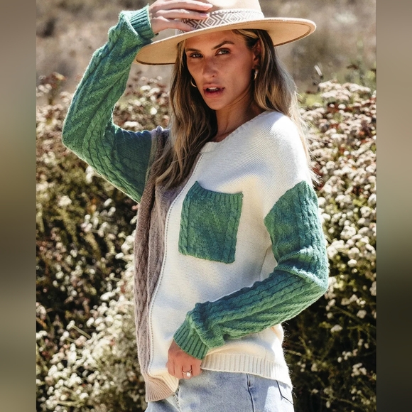 Mariana Blocked Sweater - Green - Picture 11 of 14